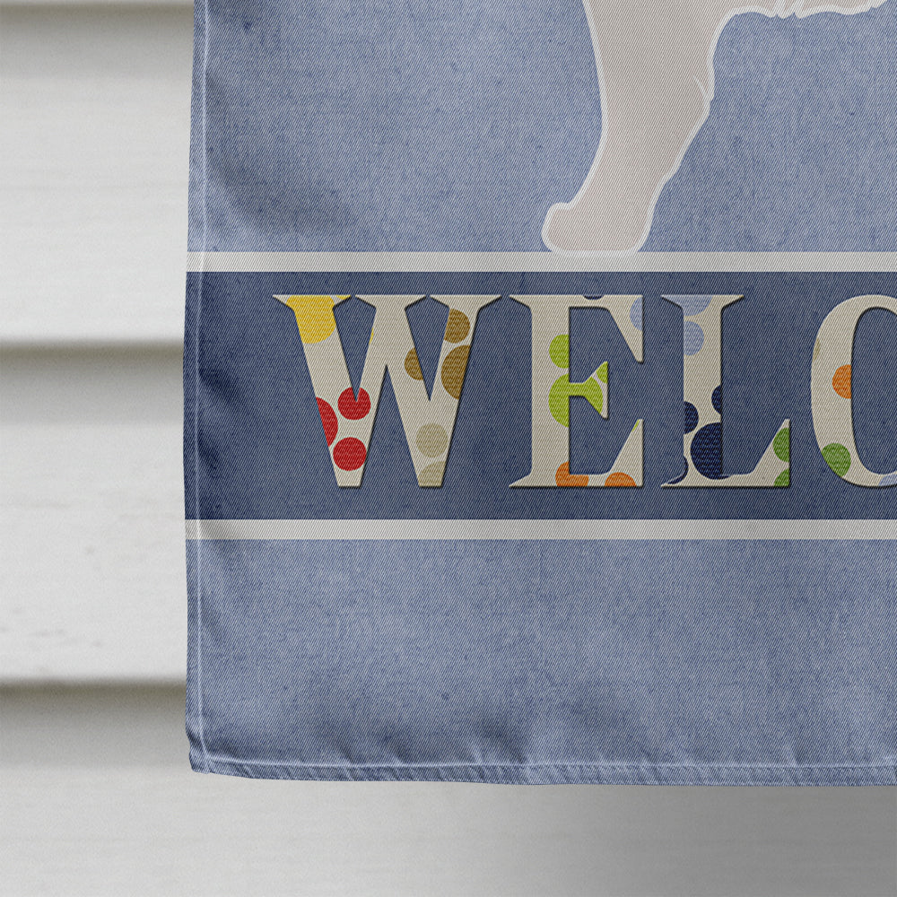 Kuvasz Welcome House Flag 28x40 Porch Sleeve Pole Decorative Outside Yard Banner Artwork Wall Hanging, Polyester