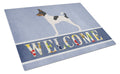 American Toy Fox Terrier Welcome Cutting Board Tempered Glass Kitchen Cutting Surface, Heat Resistant Chopping, Non-Slip Feet, Food Prep & Serving