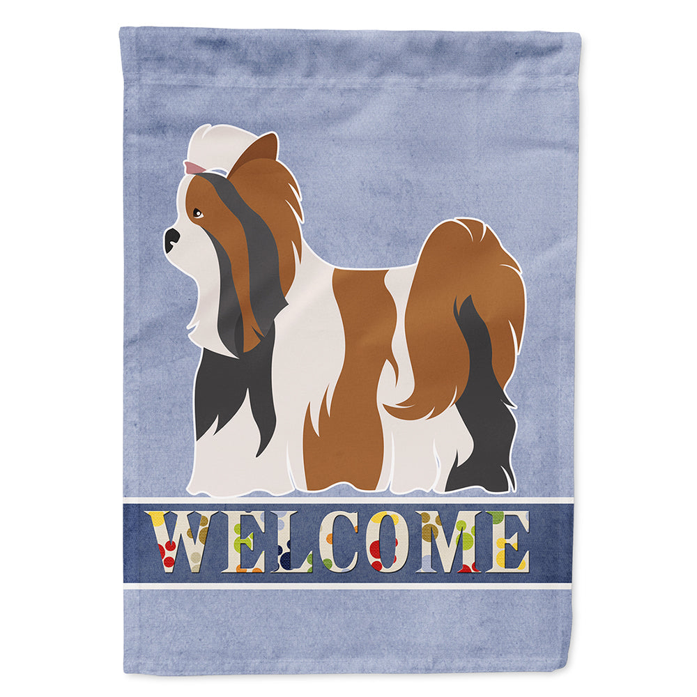 Biewer Terrier Welcome House Flag 28x40 Porch Sleeve Pole Decorative Outside Yard Banner Artwork Wall Hanging, Polyester