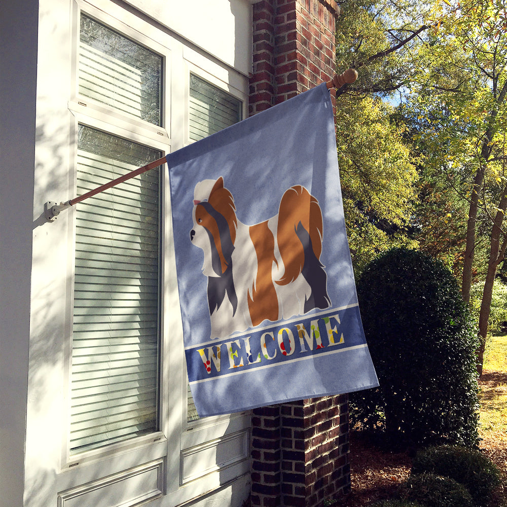 Biewer Terrier Welcome House Flag 28x40 Porch Sleeve Pole Decorative Outside Yard Banner Artwork Wall Hanging, Polyester