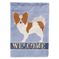 Papillon Welcome House Flag 28x40 Porch Sleeve Pole Decorative Outside Yard Banner Artwork Wall Hanging, Polyester