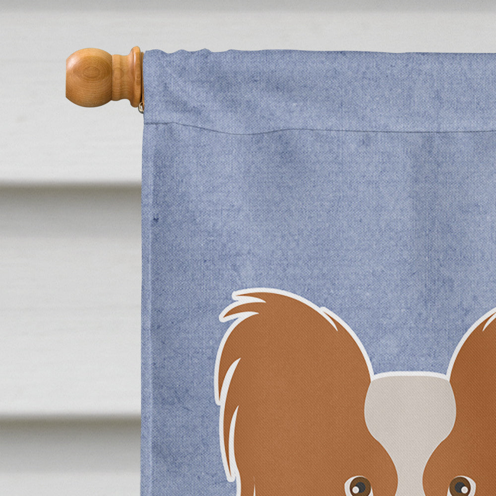 Papillon Welcome House Flag 28x40 Porch Sleeve Pole Decorative Outside Yard Banner Artwork Wall Hanging, Polyester
