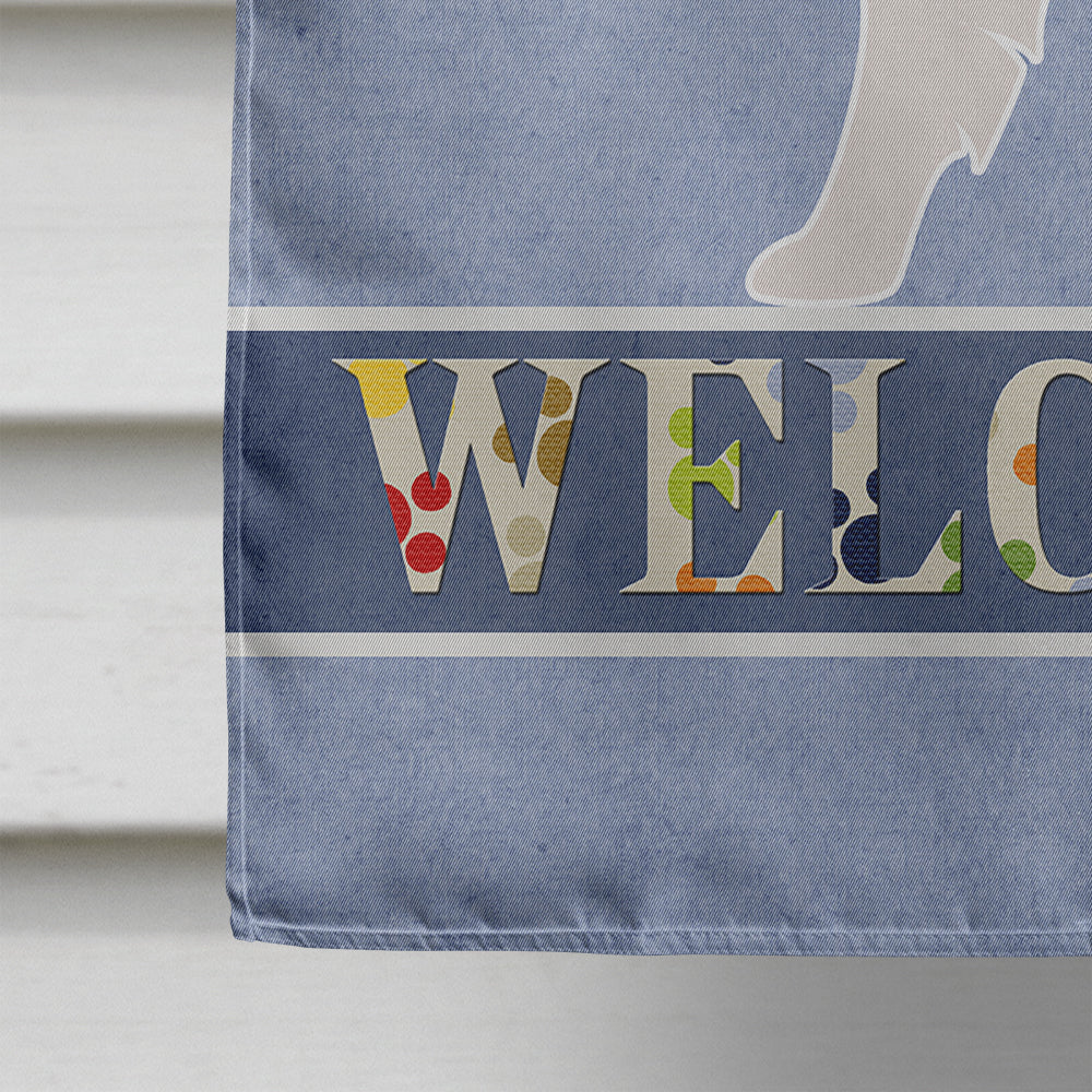 Papillon Welcome House Flag 28x40 Porch Sleeve Pole Decorative Outside Yard Banner Artwork Wall Hanging, Polyester