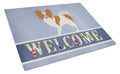 Papillon Welcome Cutting Board Tempered Glass Kitchen Cutting Surface, Heat Resistant Chopping, Non-Slip Feet, Food Prep & Serving