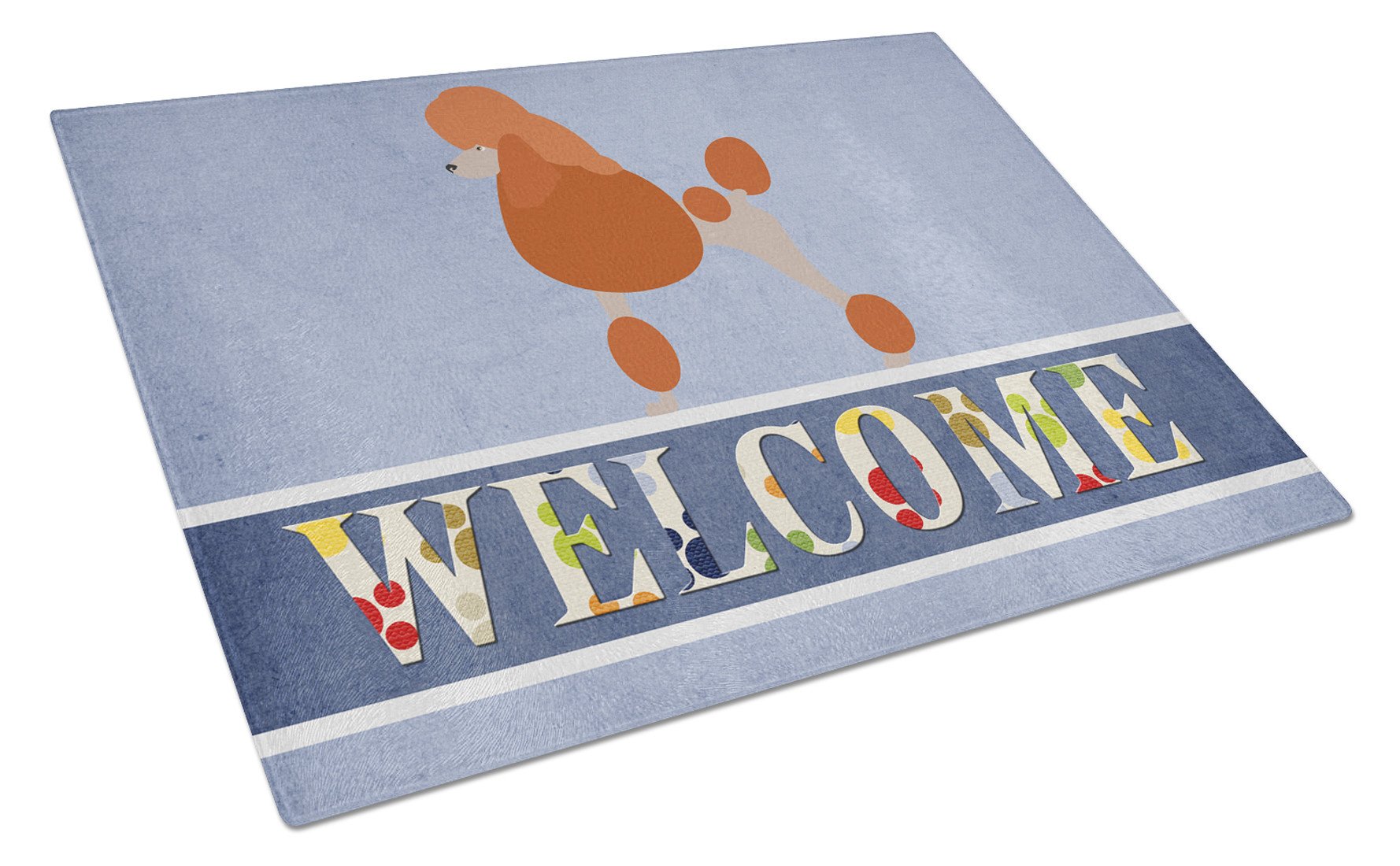 Royal Poodle Welcome Cutting Board Tempered Glass Kitchen Cutting Surface, Heat Resistant Chopping, Non-Slip Feet, Food Prep & Serving