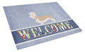Dandie Dinmont Terrier Welcome Cutting Board Tempered Glass Kitchen Cutting Surface, Heat Resistant Chopping, Non-Slip Feet, Food Prep & Serving