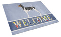 Brazilian Terrier Welcome Cutting Board Tempered Glass Kitchen Cutting Surface, Heat Resistant Chopping, Non-Slip Feet, Food Prep & Serving