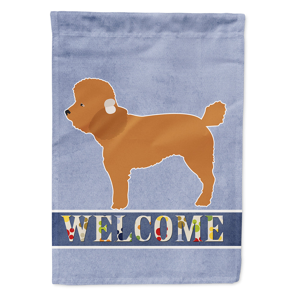 Toy Poodle Welcome House Flag 28x40 Porch Sleeve Pole Decorative Outside Yard Banner Artwork Wall Hanging, Polyester