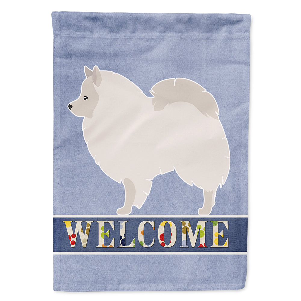 German Spitz Welcome House Flag 28x40 Porch Sleeve Pole Decorative Outside Yard Banner Artwork Wall Hanging, Polyester