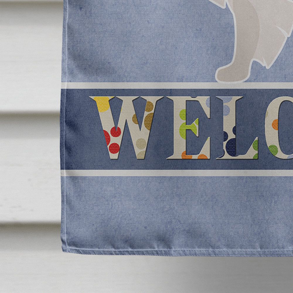 German Spitz Welcome House Flag 28x40 Porch Sleeve Pole Decorative Outside Yard Banner Artwork Wall Hanging, Polyester