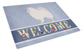 German Spitz Welcome Cutting Board Tempered Glass Kitchen Cutting Surface, Heat Resistant Chopping, Non-Slip Feet, Food Prep & Serving