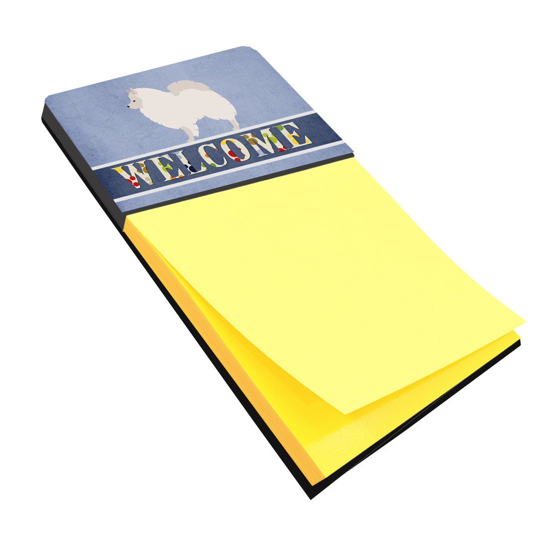 German Spitz Welcome Watercolor Sticky Note Holder Refillable Dispenser Desk Accessory 3x3 Pad Gift