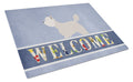 Westie Welcome Cutting Board Tempered Glass Kitchen Cutting Surface, Heat Resistant Chopping, Non-Slip Feet, Food Prep & Serving
