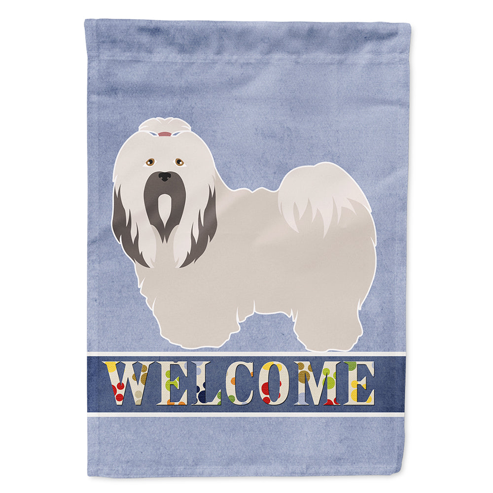 Lhasa Apso Welcome House Flag 28x40 Porch Sleeve Pole Decorative Outside Yard Banner Artwork Wall Hanging, Polyester