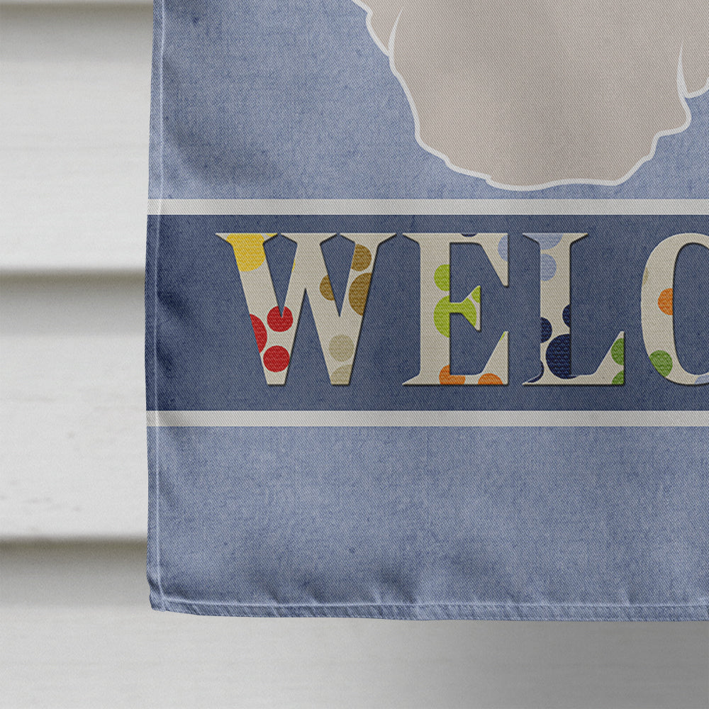 Lhasa Apso Welcome House Flag 28x40 Porch Sleeve Pole Decorative Outside Yard Banner Artwork Wall Hanging, Polyester