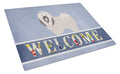 Lhasa Apso Welcome Cutting Board Tempered Glass Kitchen Cutting Surface, Heat Resistant Chopping, Non-Slip Feet, Food Prep & Serving