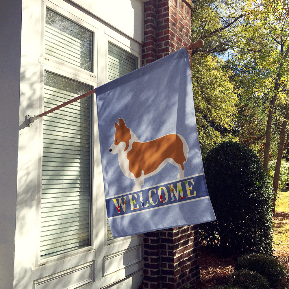 Pembroke Welsh Corgi Welcome House Flag 28x40 Porch Sleeve Pole Decorative Outside Yard Banner Artwork Wall Hanging, Polyester