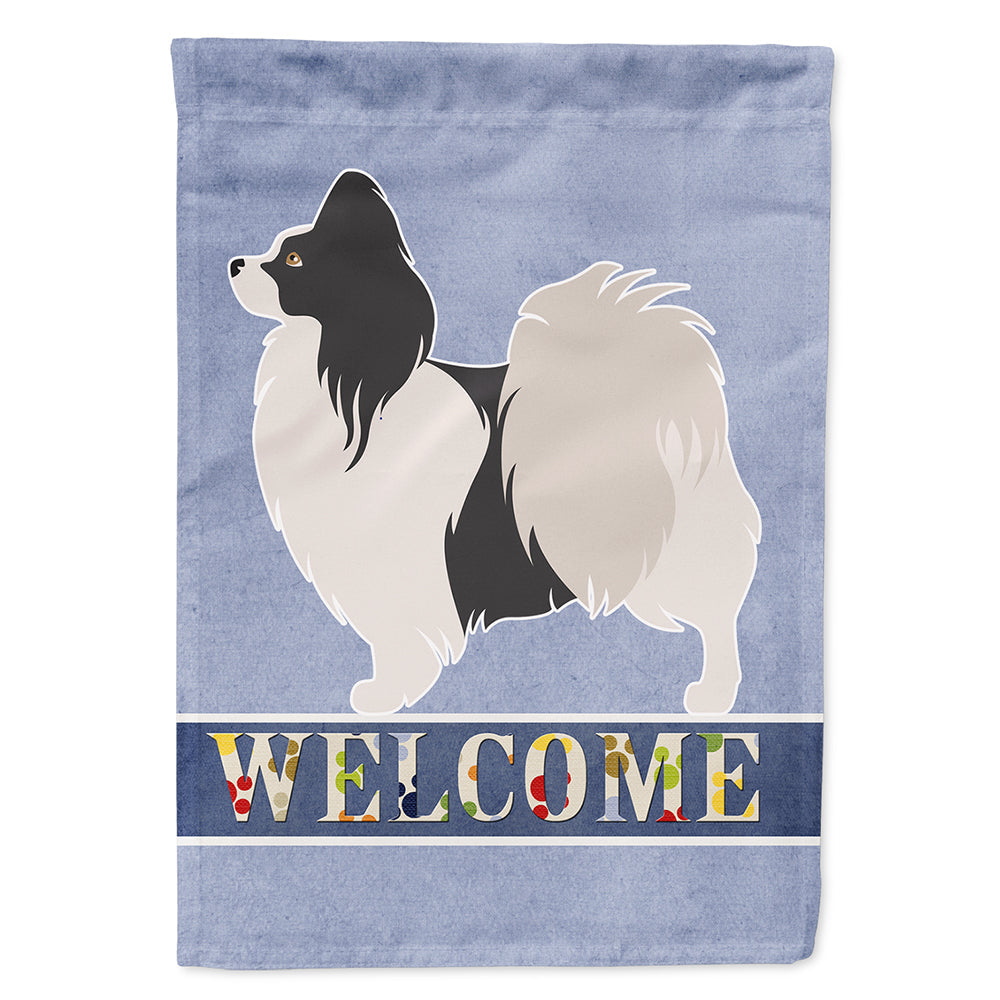 Papillon Welcome House Flag 28x40 Porch Sleeve Pole Decorative Outside Yard Banner Artwork Wall Hanging, Polyester