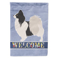 Papillon Welcome House Flag 28x40 Porch Sleeve Pole Decorative Outside Yard Banner Artwork Wall Hanging, Polyester