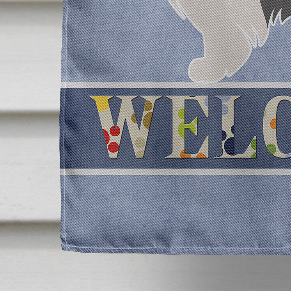 Papillon Welcome House Flag 28x40 Porch Sleeve Pole Decorative Outside Yard Banner Artwork Wall Hanging, Polyester