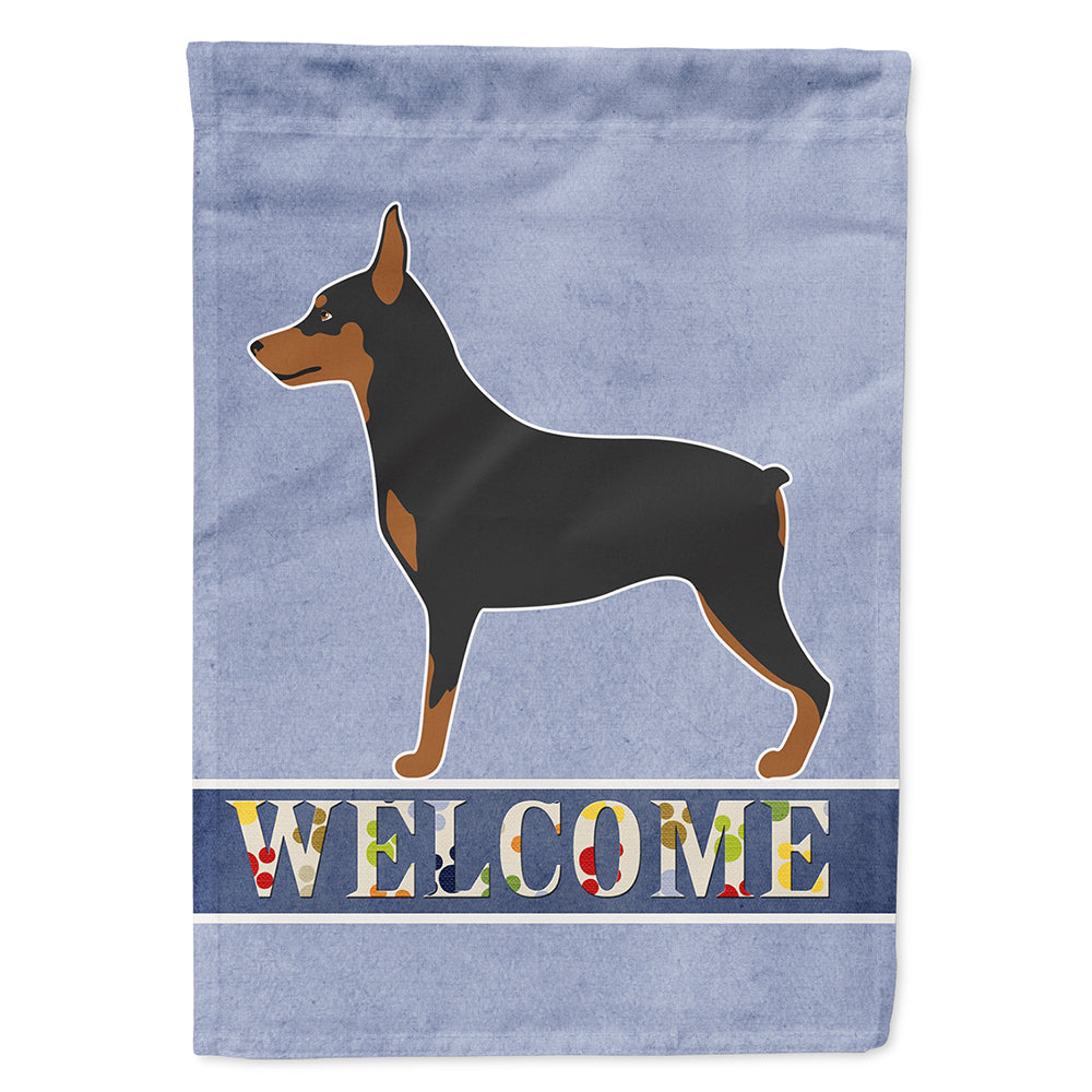 Miniature Pinscher Welcome House Flag 28x40 Porch Sleeve Pole Decorative Outside Yard Banner Artwork Wall Hanging, Polyester
