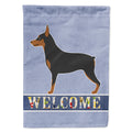 Miniature Pinscher Welcome House Flag 28x40 Porch Sleeve Pole Decorative Outside Yard Banner Artwork Wall Hanging, Polyester
