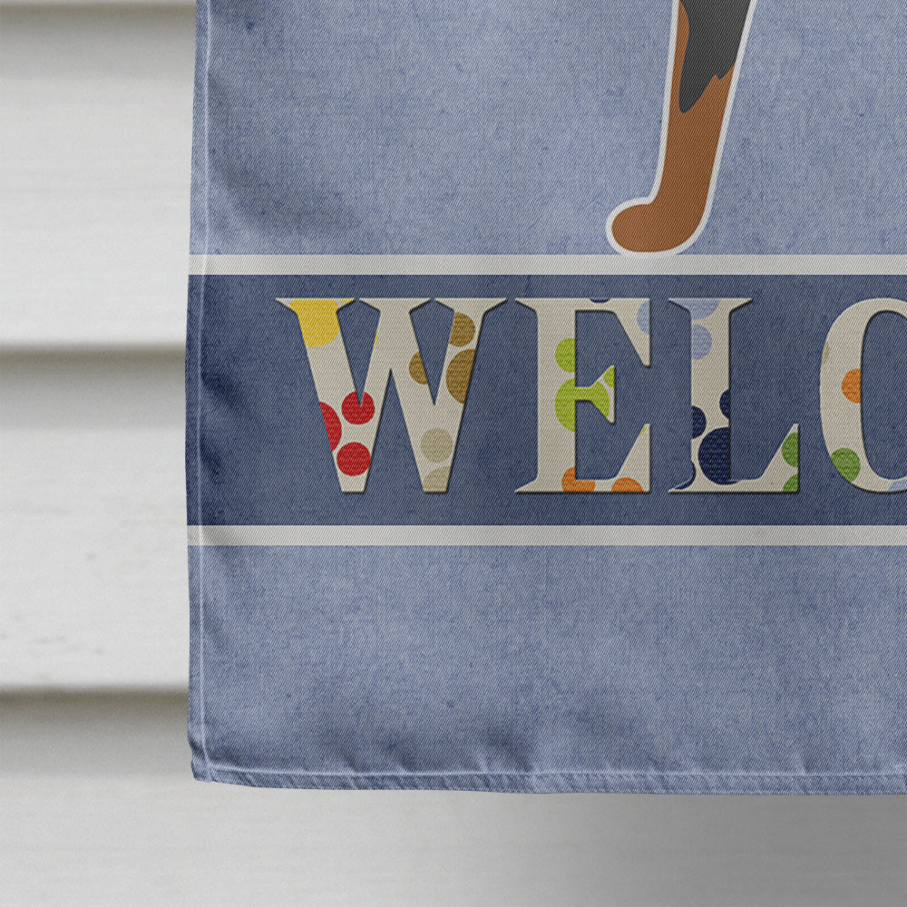 Miniature Pinscher Welcome House Flag 28x40 Porch Sleeve Pole Decorative Outside Yard Banner Artwork Wall Hanging, Polyester