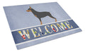 Miniature Pinscher Welcome Cutting Board Tempered Glass Kitchen Cutting Surface, Heat Resistant Chopping, Non-Slip Feet, Food Prep & Serving
