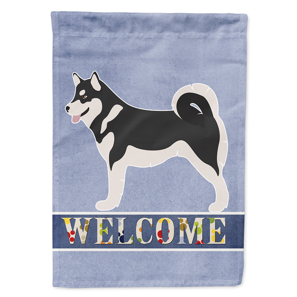 Alaskan Malamute Welcome House Flag 28x40 Porch Sleeve Pole Decorative Outside Yard Banner Artwork Wall Hanging, Polyester
