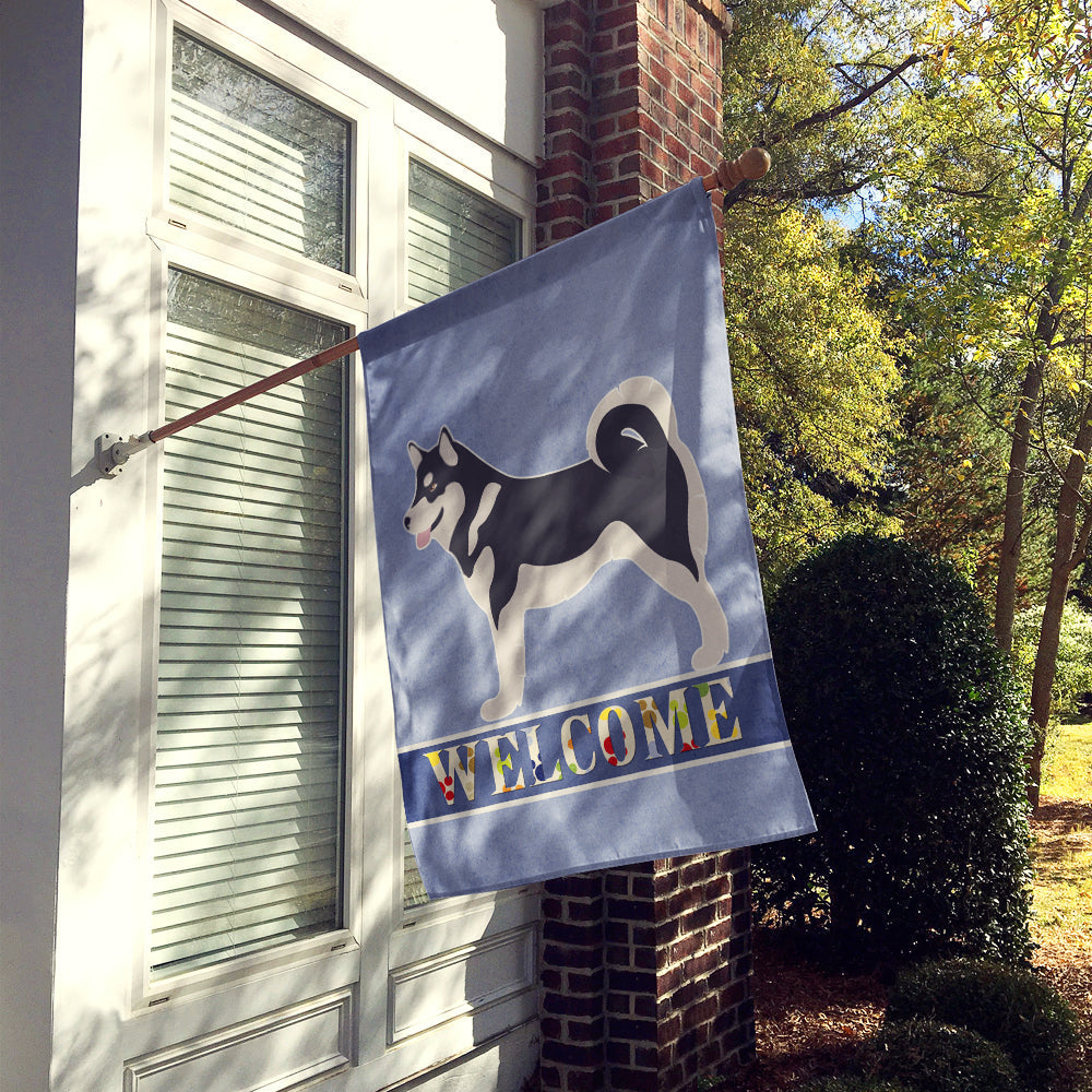 Alaskan Malamute Welcome House Flag 28x40 Porch Sleeve Pole Decorative Outside Yard Banner Artwork Wall Hanging, Polyester