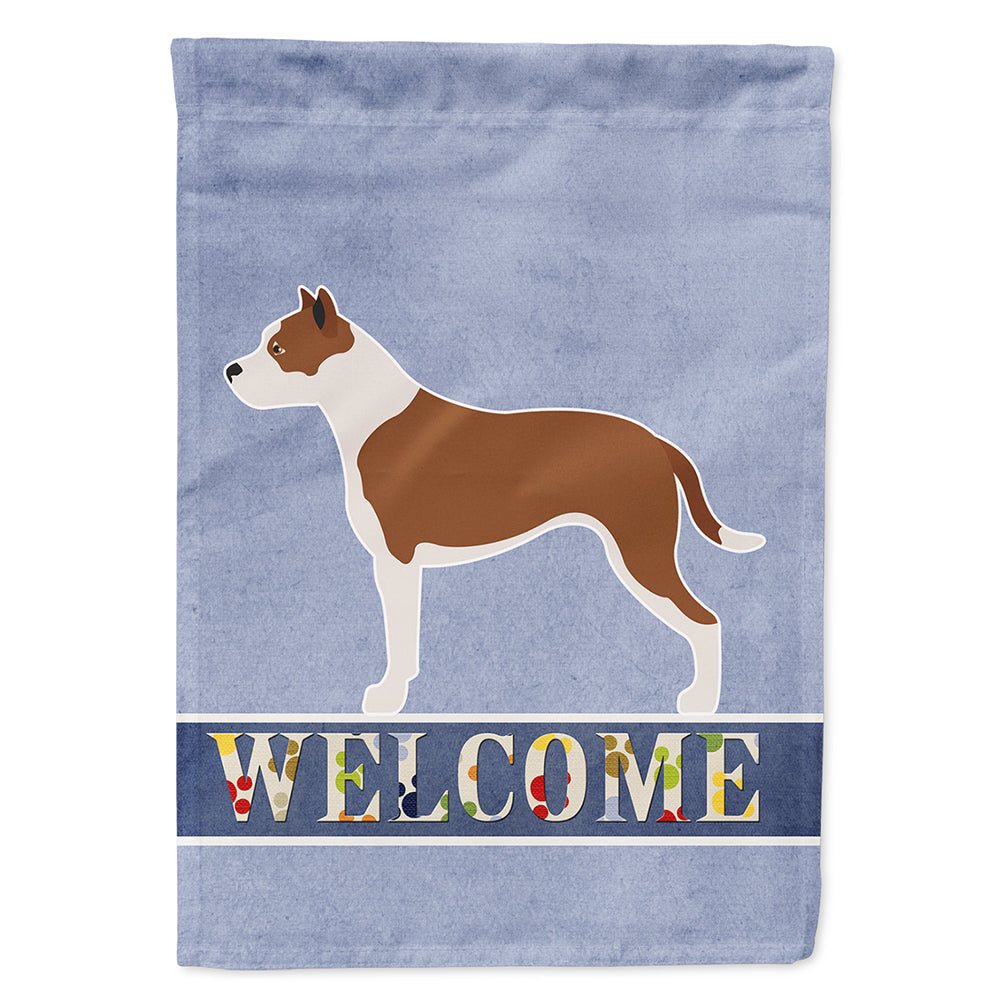 Pit Bull Terrier Welcome House Flag 28x40 Porch Sleeve Pole Decorative Outside Yard Banner Artwork Wall Hanging, Polyester