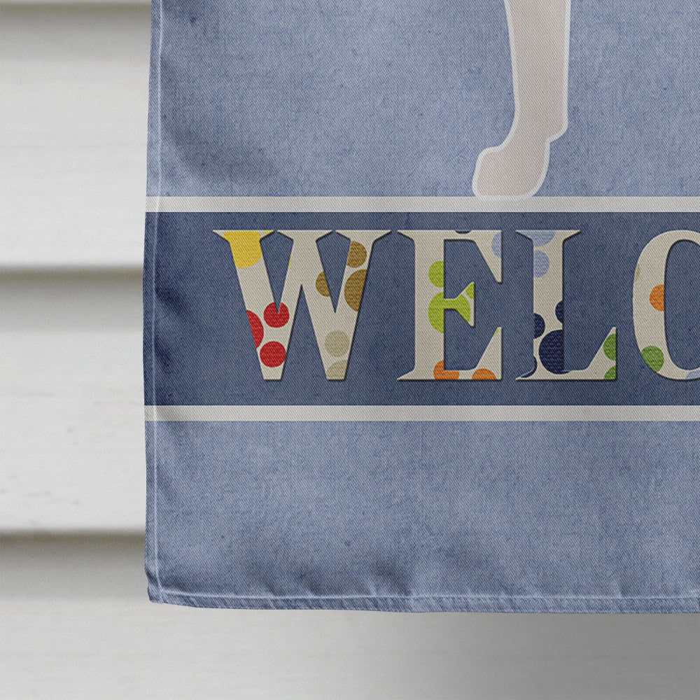 Pit Bull Terrier Welcome House Flag 28x40 Porch Sleeve Pole Decorative Outside Yard Banner Artwork Wall Hanging, Polyester