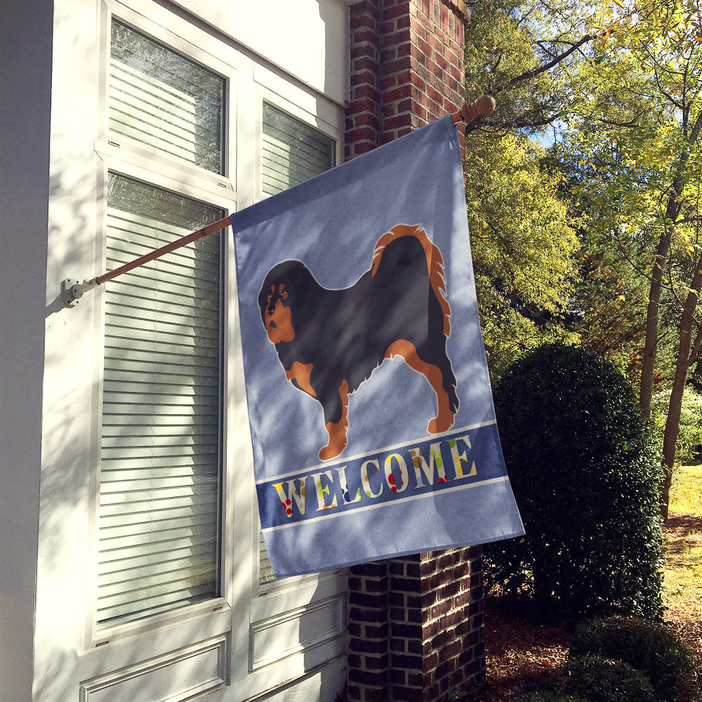 Tibetan Mastiff Welcome House Flag 28x40 Porch Sleeve Pole Decorative Outside Yard Banner Artwork Wall Hanging, Polyester