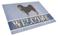 Tibetan Mastiff Welcome Cutting Board Tempered Glass Kitchen Cutting Surface, Heat Resistant Chopping, Non-Slip Feet, Food Prep & Serving