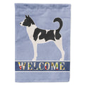 Canaan Dog Welcome House Flag 28x40 Porch Sleeve Pole Decorative Outside Yard Banner Artwork Wall Hanging, Polyester