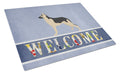 German Shepherd Welcome Cutting Board Tempered Glass Kitchen Cutting Surface, Heat Resistant Chopping, Non-Slip Feet, Food Prep & Serving