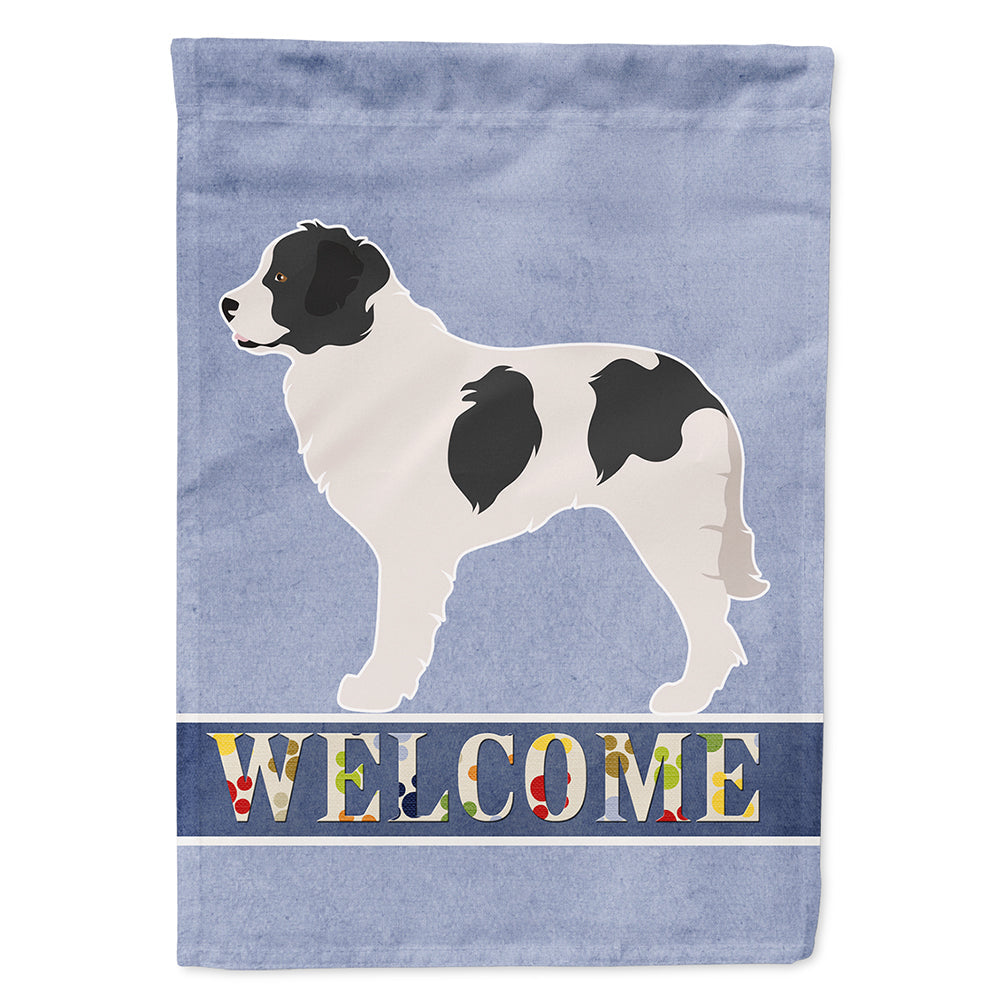 Landseer Welcome House Flag 28x40 Porch Sleeve Pole Decorative Outside Yard Banner Artwork Wall Hanging, Polyester