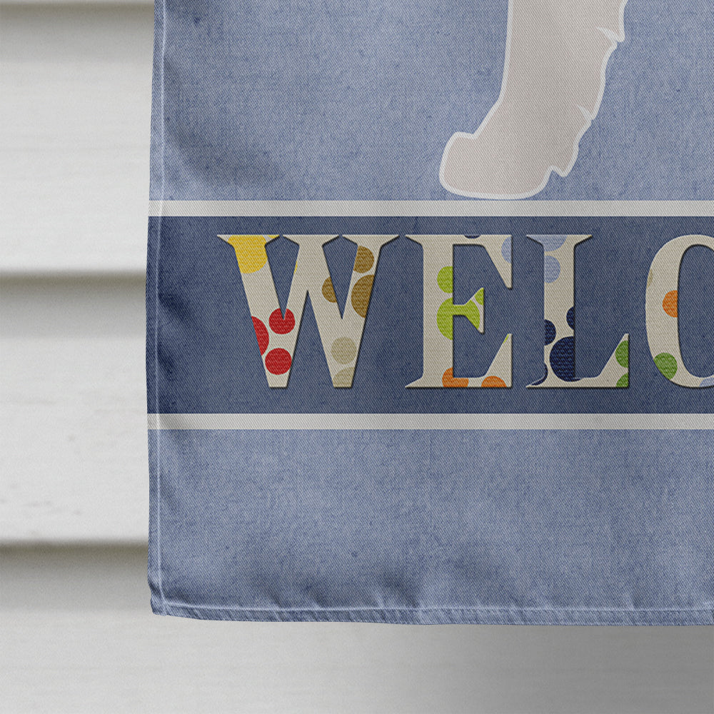 Landseer Welcome House Flag 28x40 Porch Sleeve Pole Decorative Outside Yard Banner Artwork Wall Hanging, Polyester
