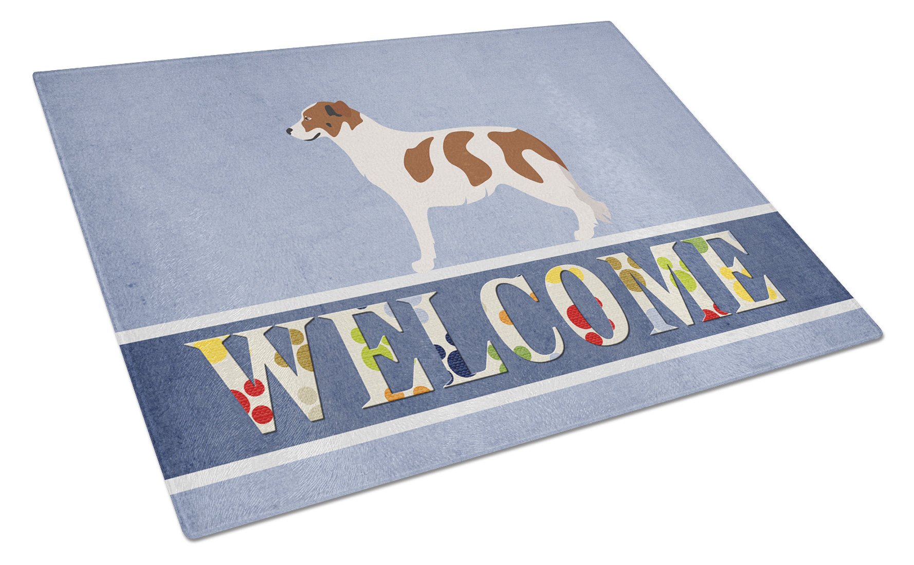 Aidi Atlas Mountain Dog Cutting Board Tempered Glass Kitchen Cutting Surface, Heat Resistant Chopping, Non-Slip Feet, Food Prep & Serving