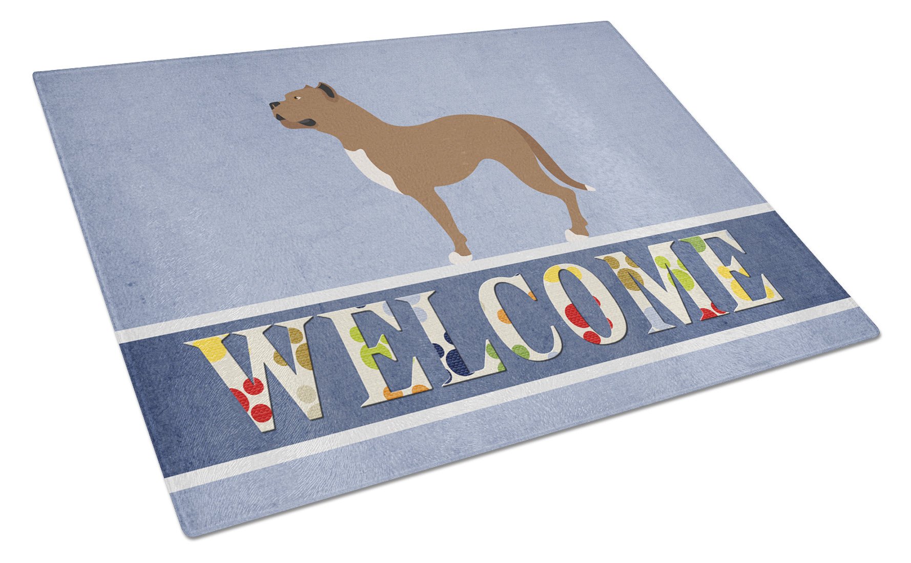 Perro de Presa Canario Cutting Board Tempered Glass Kitchen Cutting Surface, Heat Resistant Chopping, Non-Slip Feet, Food Prep & Serving