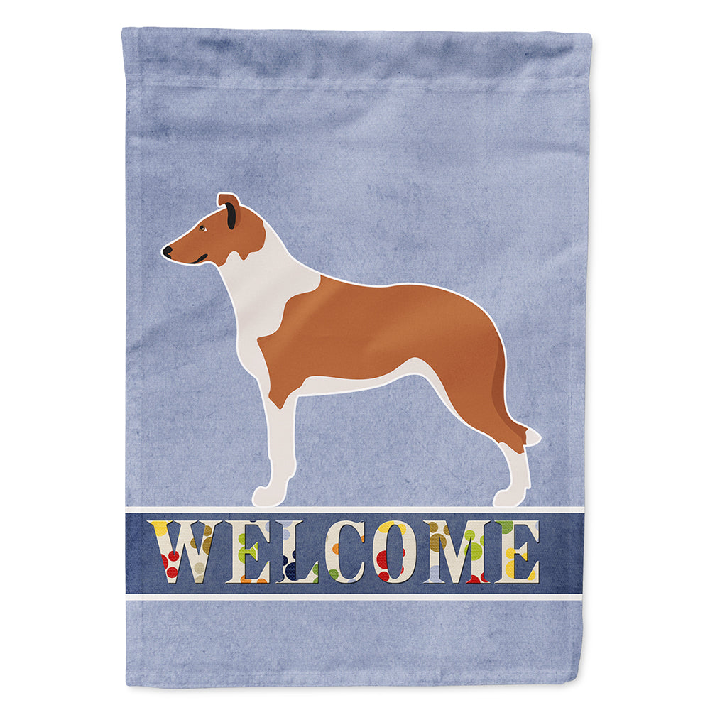 Smooth Collie Welcome House Flag 28x40 Porch Sleeve Pole Decorative Outside Yard Banner Artwork Wall Hanging, Polyester