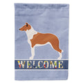 Smooth Collie Welcome House Flag 28x40 Porch Sleeve Pole Decorative Outside Yard Banner Artwork Wall Hanging, Polyester