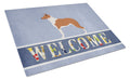 Smooth Collie Welcome Cutting Board Tempered Glass Kitchen Cutting Surface, Heat Resistant Chopping, Non-Slip Feet, Food Prep & Serving