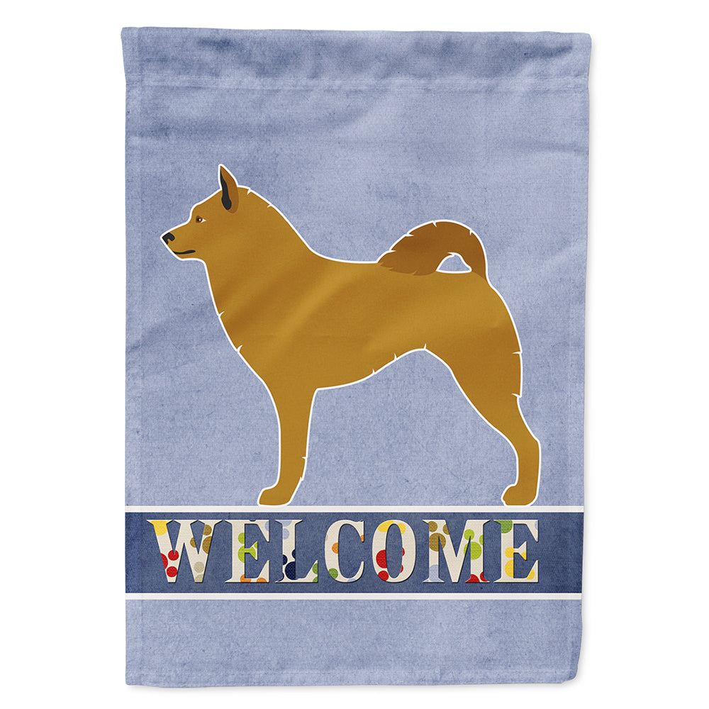 Finnish Spitz Welcome House Flag 28x40 Porch Sleeve Pole Decorative Outside Yard Banner Artwork Wall Hanging, Polyester