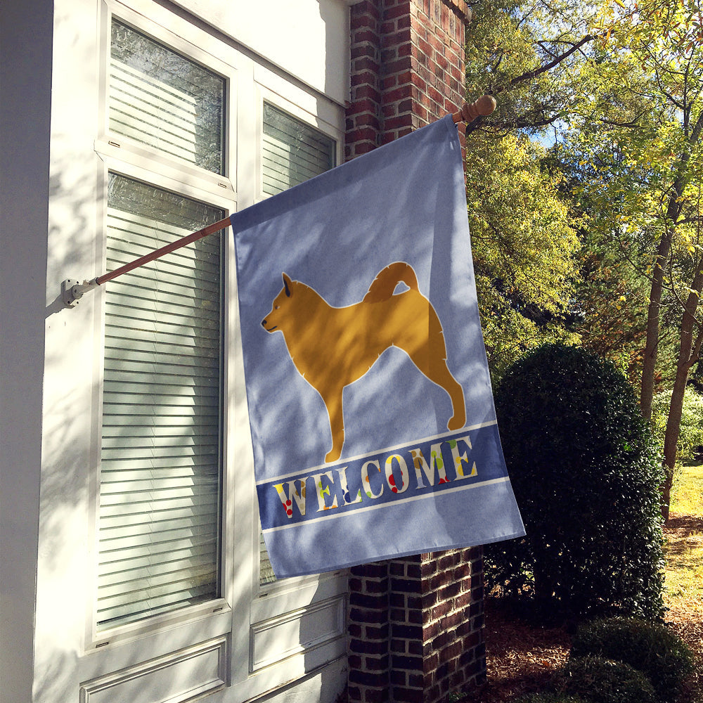 Finnish Spitz Welcome House Flag 28x40 Porch Sleeve Pole Decorative Outside Yard Banner Artwork Wall Hanging, Polyester