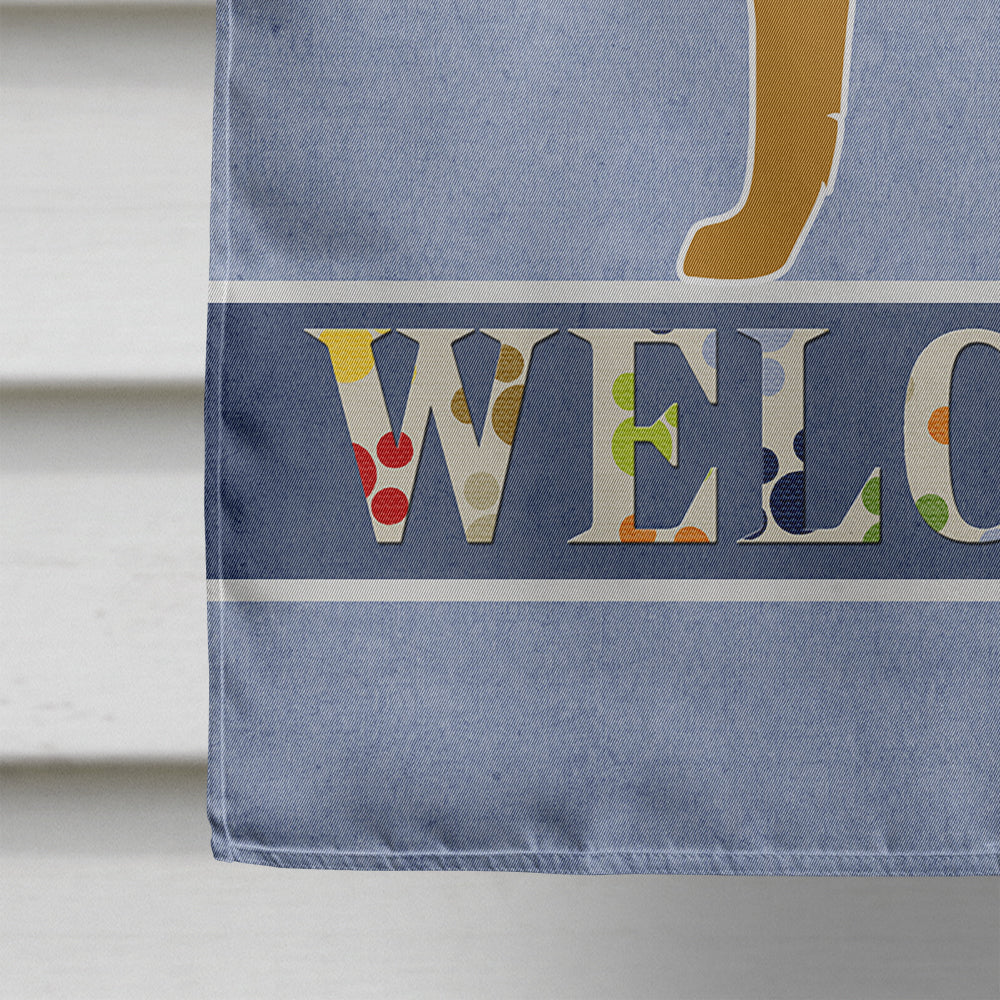 Finnish Spitz Welcome House Flag 28x40 Porch Sleeve Pole Decorative Outside Yard Banner Artwork Wall Hanging, Polyester