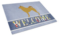 Finnish Spitz Welcome Cutting Board Tempered Glass Kitchen Cutting Surface, Heat Resistant Chopping, Non-Slip Feet, Food Prep & Serving