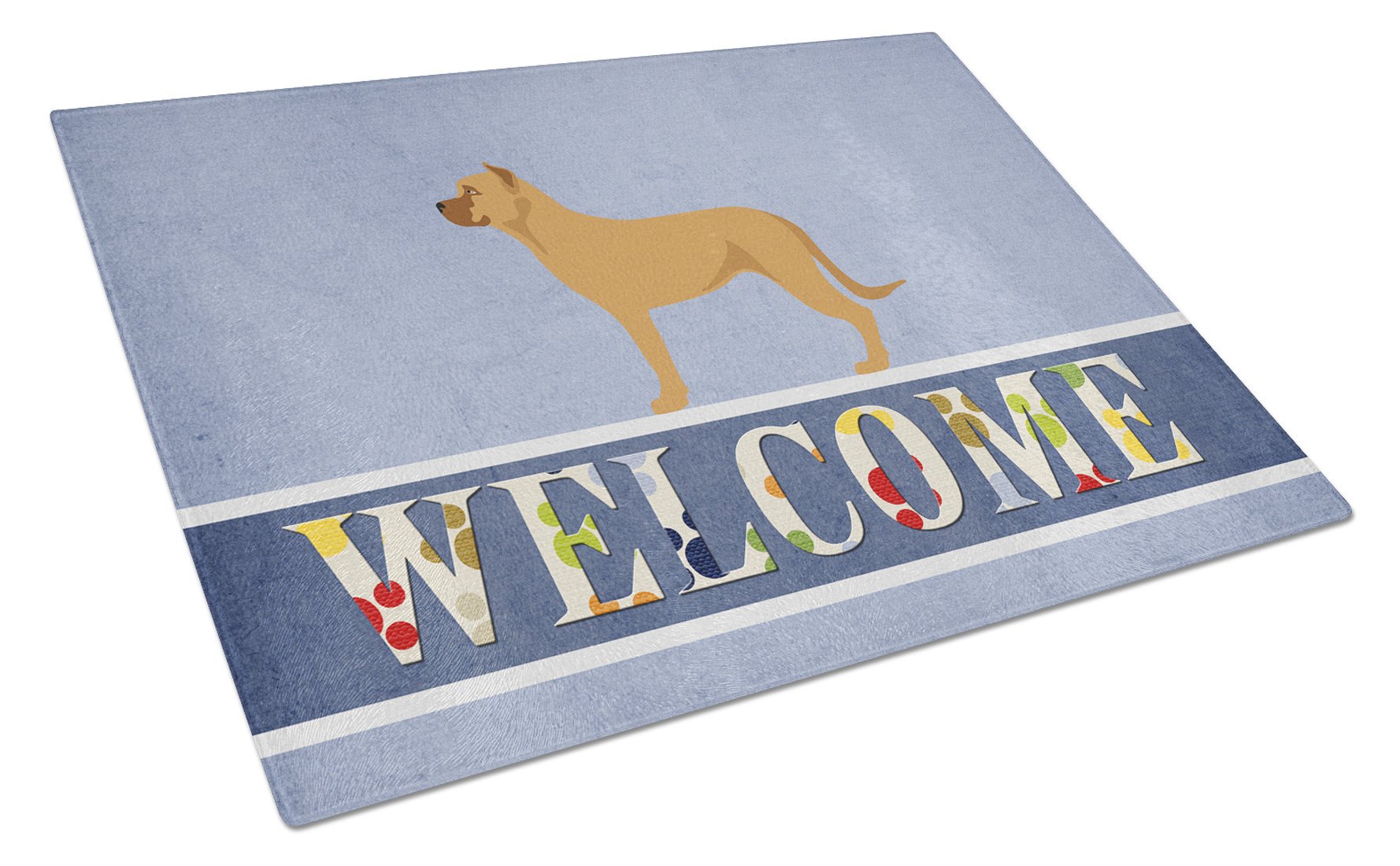 Alano Espanol Spanish Bulldog Cutting Board Tempered Glass Kitchen Cutting Surface, Heat Resistant Chopping, Non-Slip Feet, Food Prep & Serving