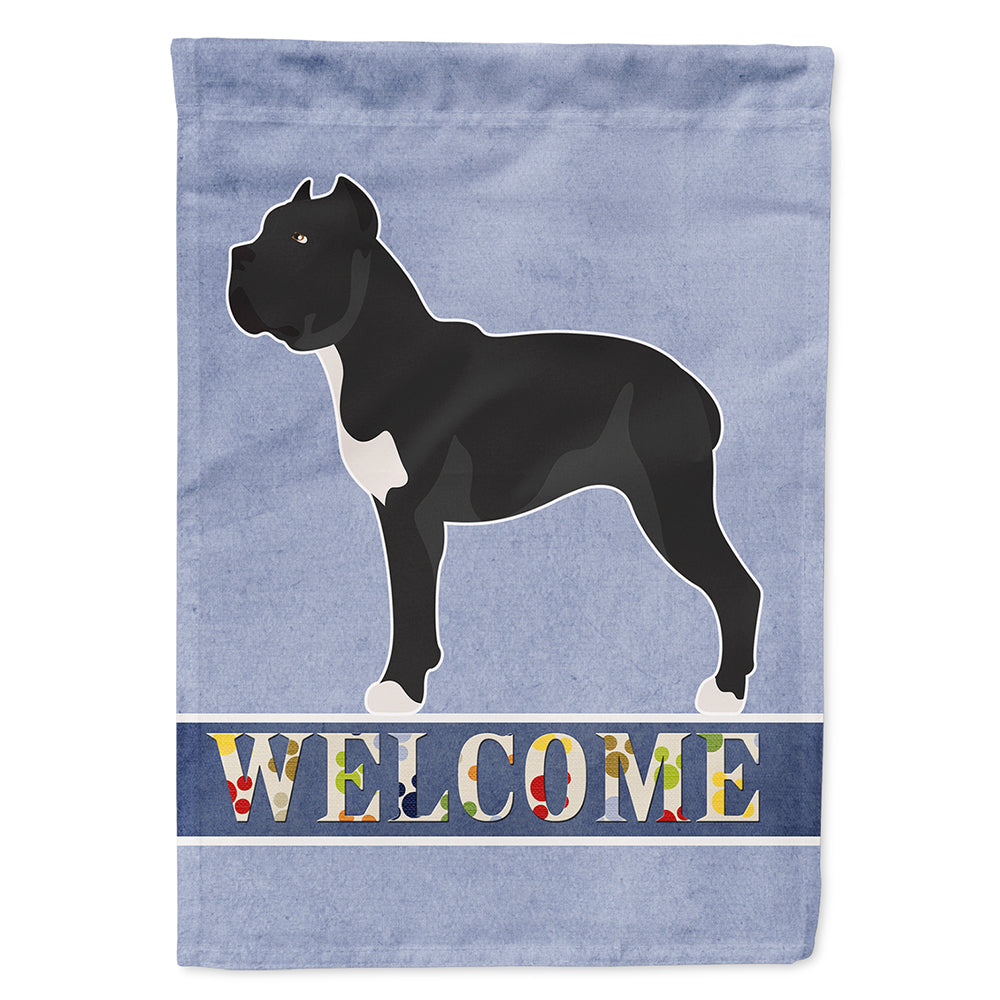 Cane Corso Welcome House Flag 28x40 Porch Sleeve Pole Decorative Outside Yard Banner Artwork Wall Hanging, Polyester