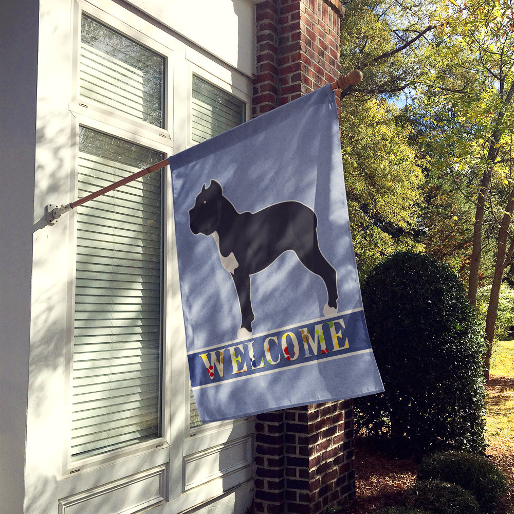 Cane Corso Welcome House Flag 28x40 Porch Sleeve Pole Decorative Outside Yard Banner Artwork Wall Hanging, Polyester